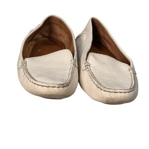 UGG Chivon Cream Leather Driving Moccasin Loafers Womens 8 Off White 1101572